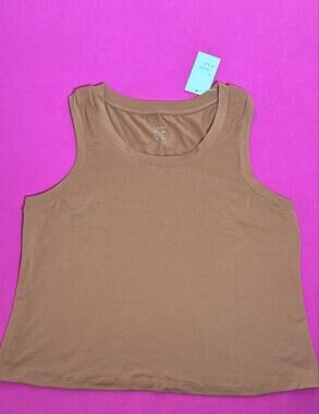 A New Day Brown Tank Top Size1X Soft Stretch Sleeveless Casual Plus Size New